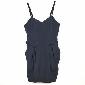 H&M Black Ruffle Trim Mini Skater Dress